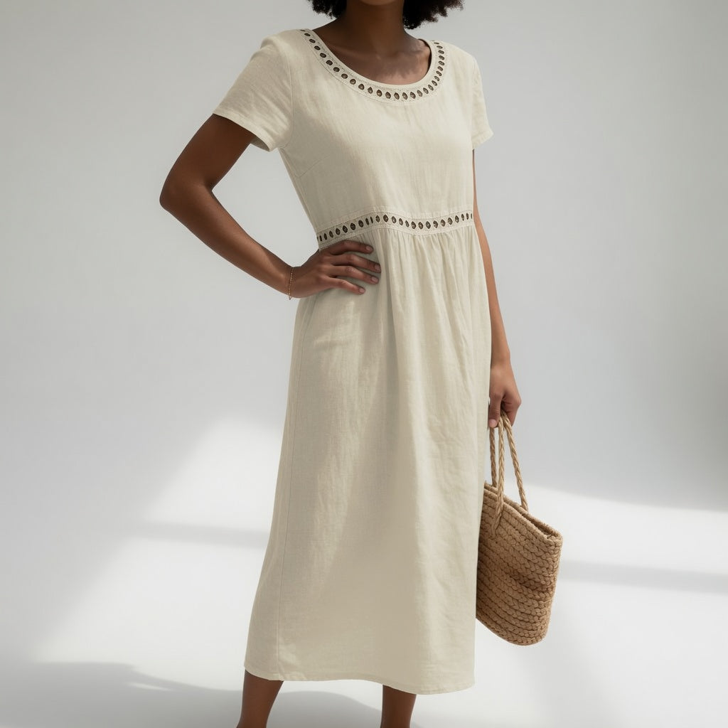 Sabina | Rochie Midi cu Margină Tip Ochi