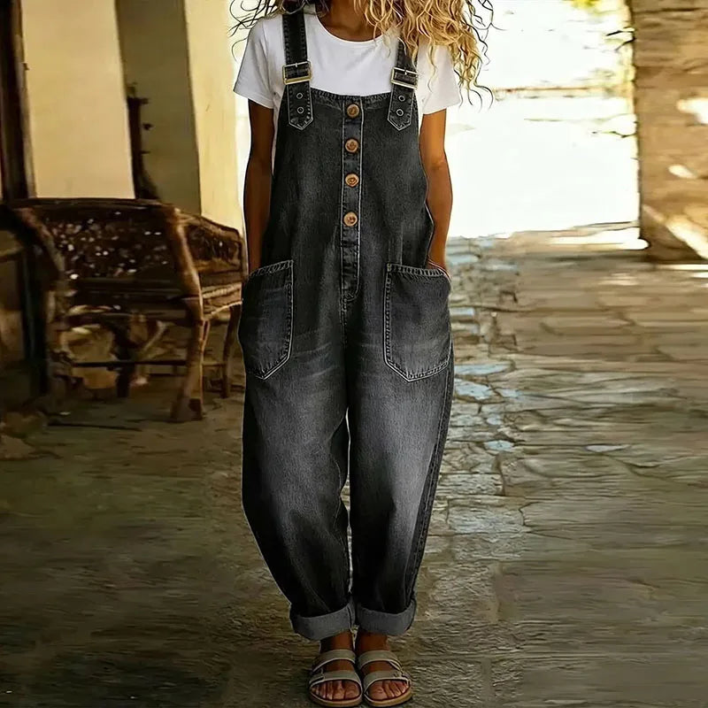 Mae™ | Salopetă vintage din bumbac moale cu aspect de denim