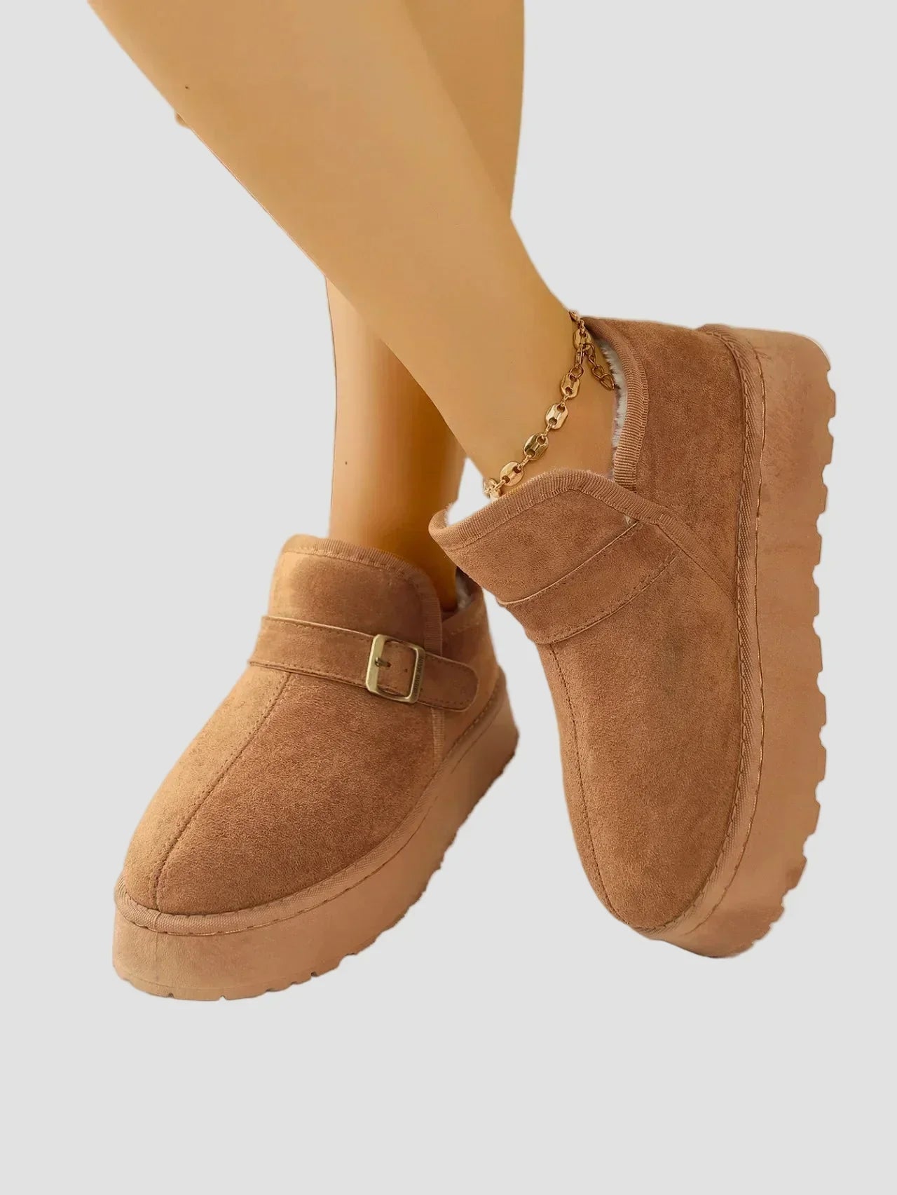 Nicoleta - Botine confortabile cu căptușeală din blană sintetică și finisaj suede