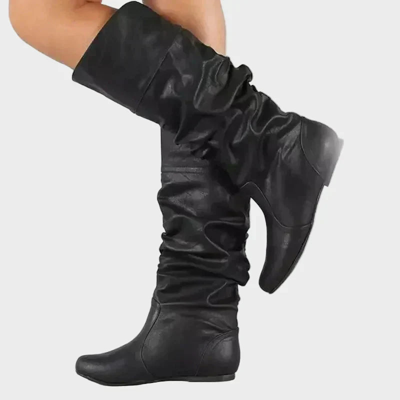 Vasia - Botine Casual cu Toc Mic și Detalii Plisate