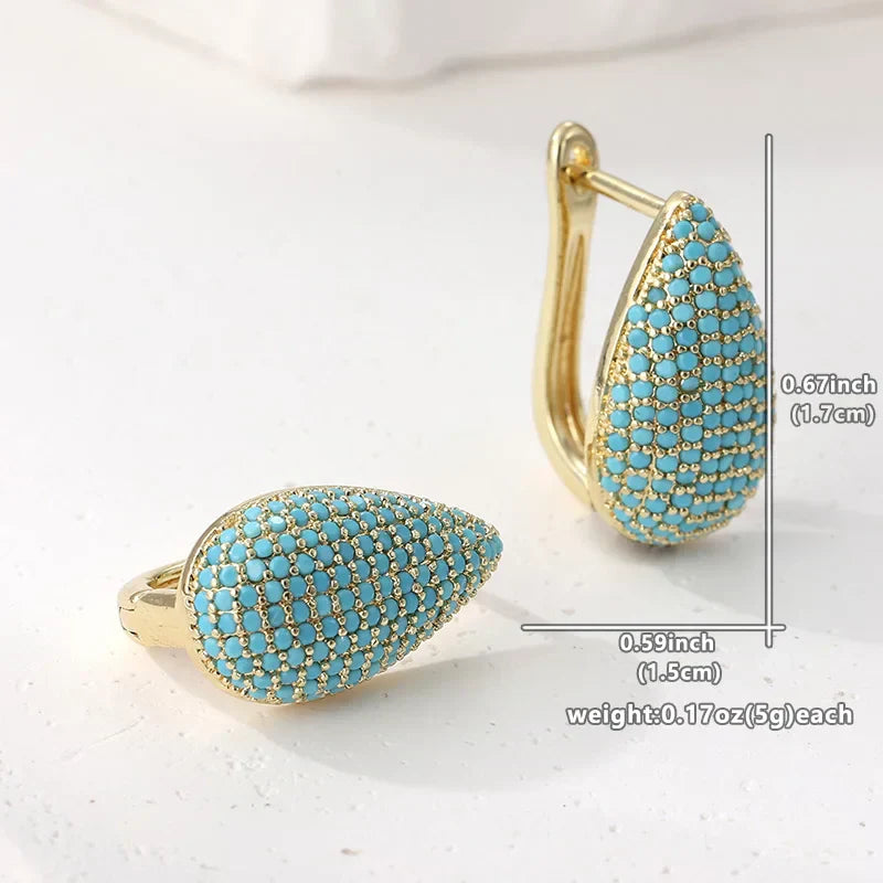 Turquoise Pavé Drop-Shaped Earrings