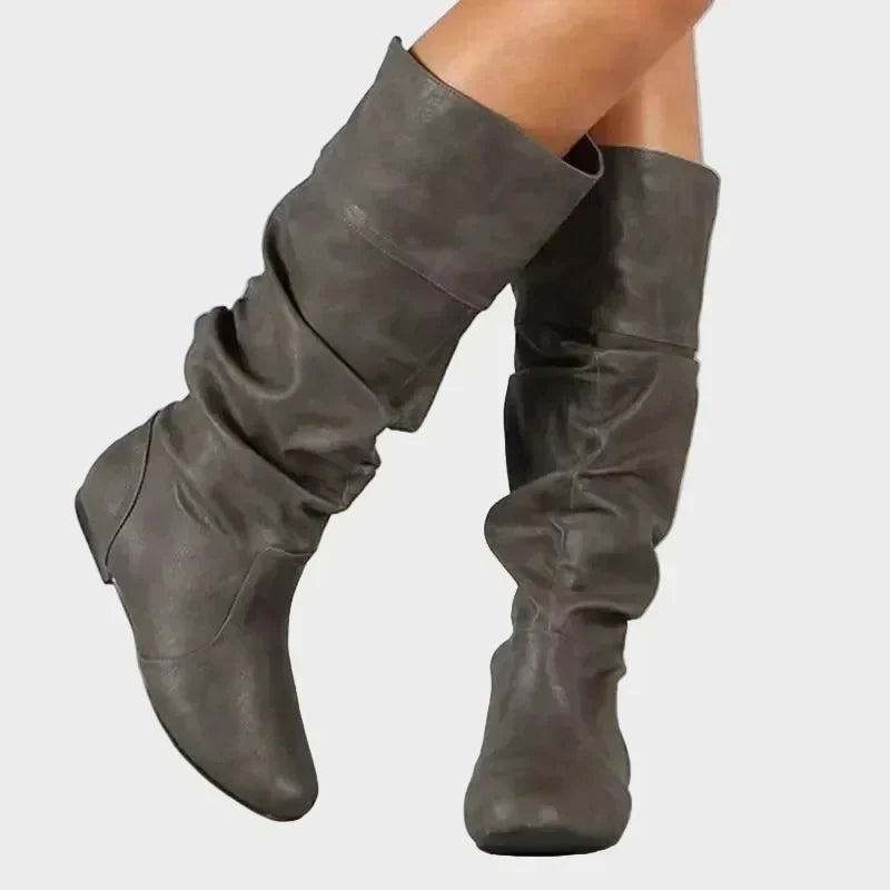 Vasia - Botine Casual cu Toc Mic și Detalii Plisate