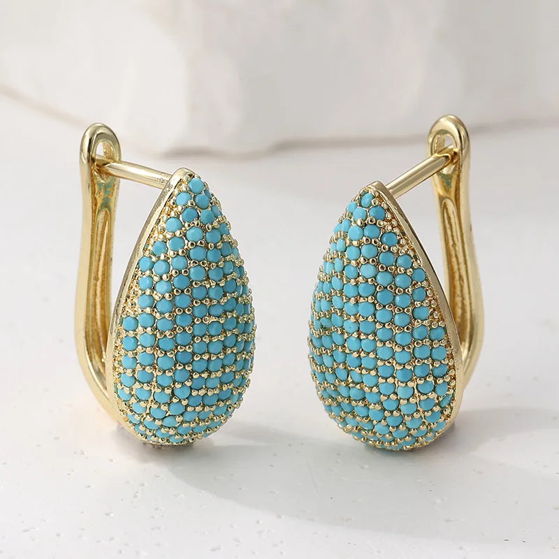 Turquoise Pavé Drop-Shaped Earrings
