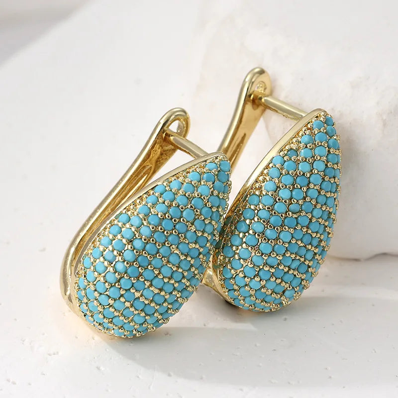 Turquoise Pavé Drop-Shaped Earrings