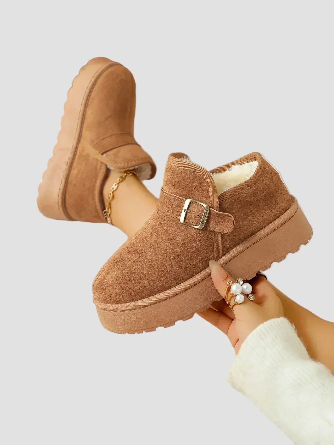 Nicoleta - Botine confortabile cu căptușeală din blană sintetică și finisaj suede