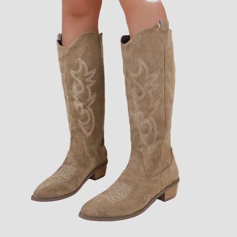 Katerina - Botine Cowboy Western din Suede