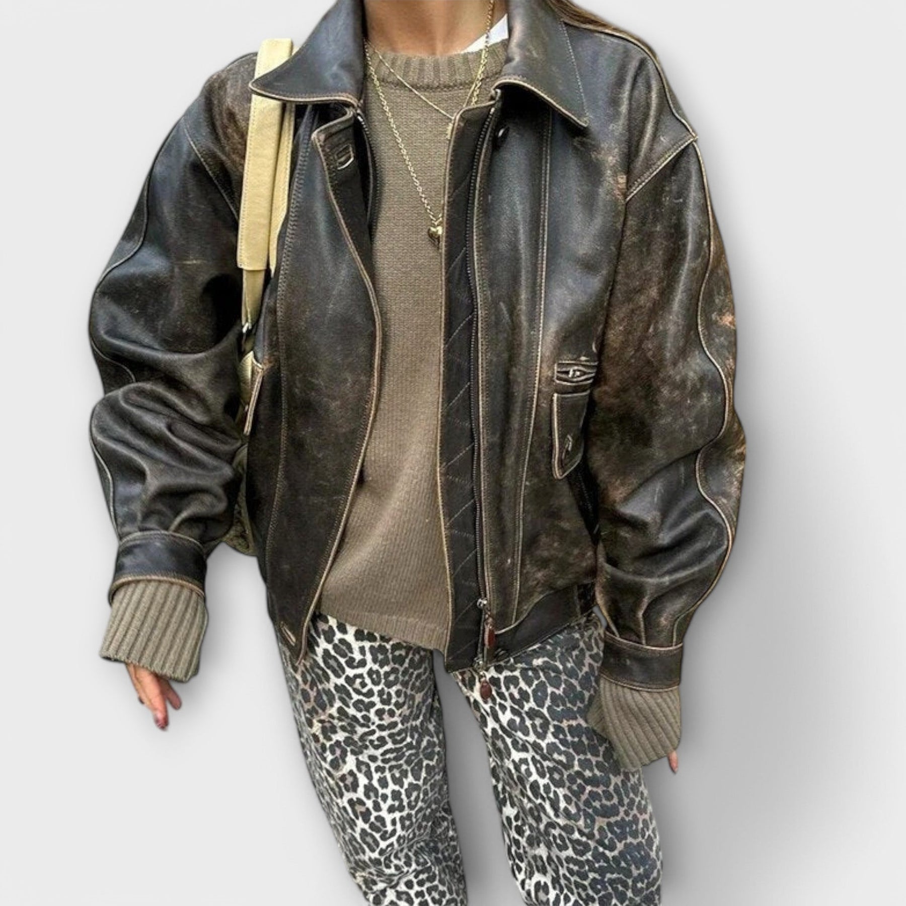 Chandra - Blugi Vintage cu Print Leopard