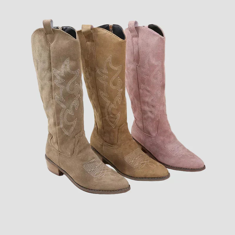 Katerina - Botine Cowboy Western din Suede