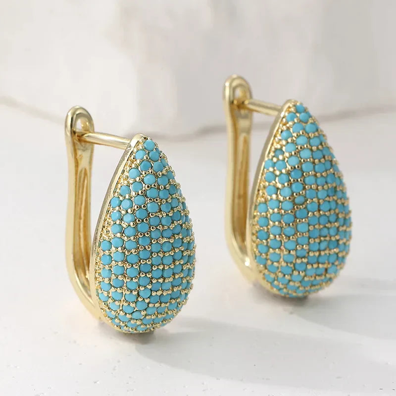 Turquoise Pavé Drop-Shaped Earrings