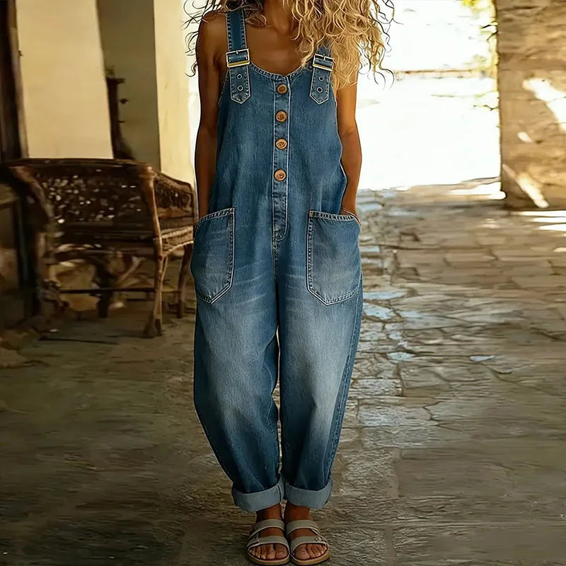 Mae™ | Salopetă vintage din bumbac moale cu aspect de denim