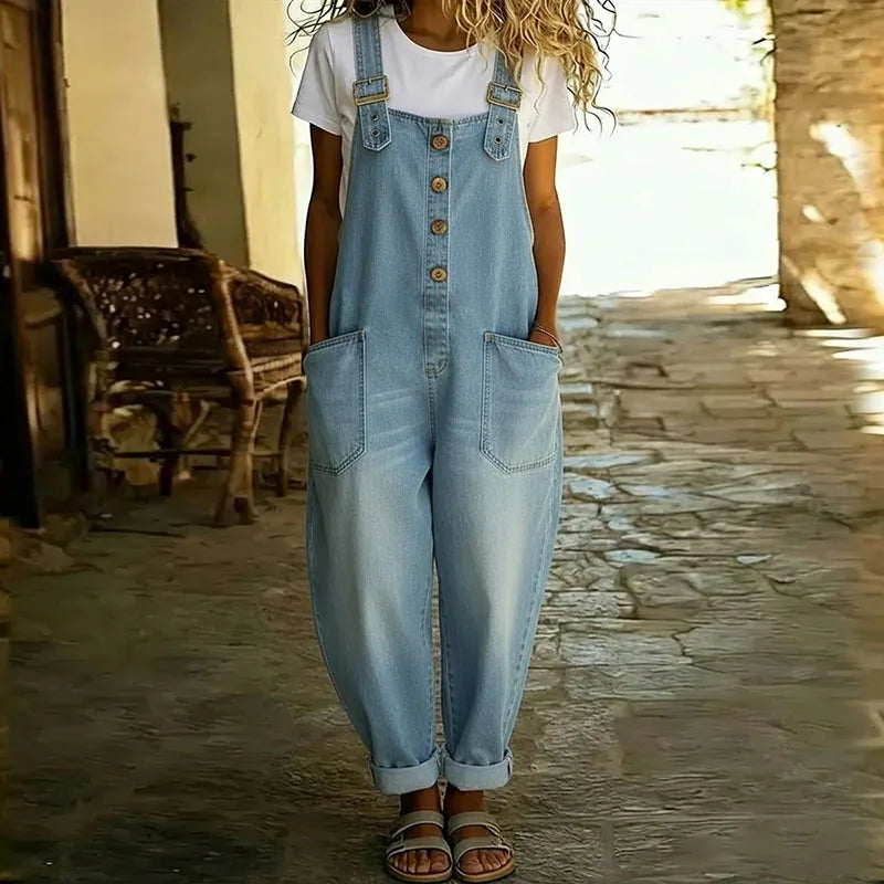 Mae™ | Salopetă vintage din bumbac moale cu aspect de denim