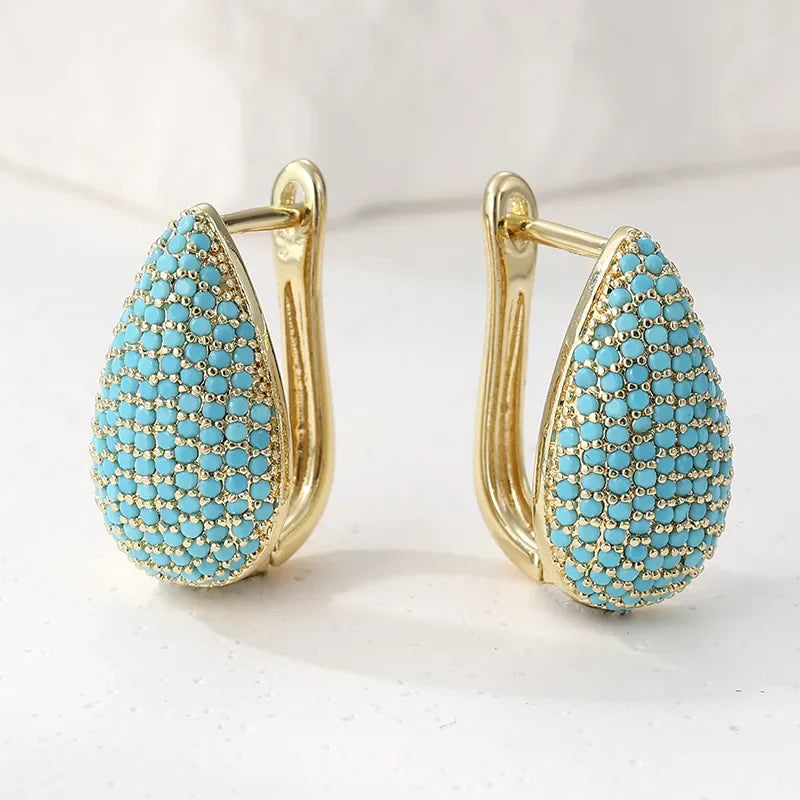 Turquoise Pavé Drop-Shaped Earrings