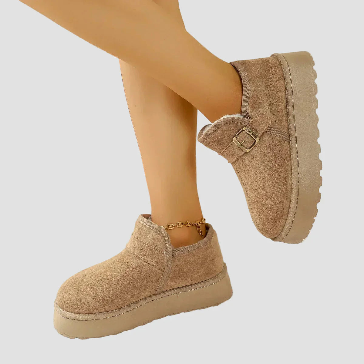 Nicoleta - Botine confortabile cu căptușeală din blană sintetică și finisaj suede