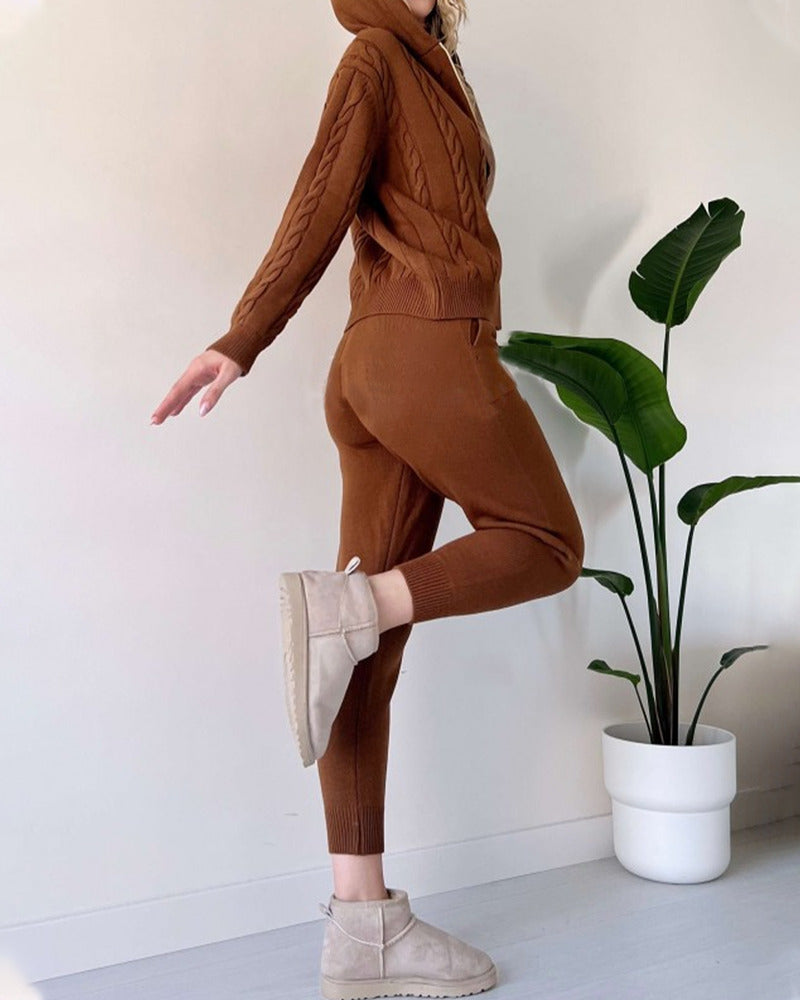 Ania - Compleu casual din două piese cu jacquard texturat