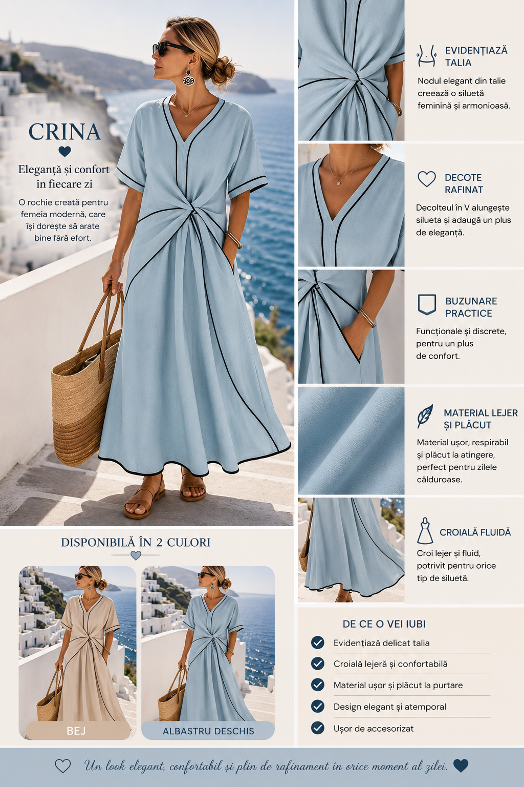 Crina | Rochie Elegantă și Confortabilă