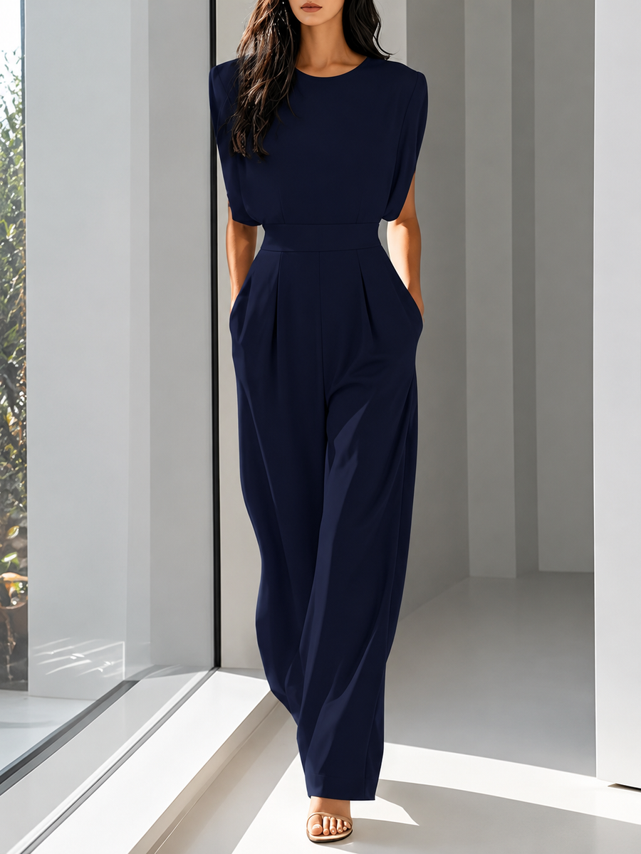 Salopetă elegantă cu talie definită și pantaloni drepți