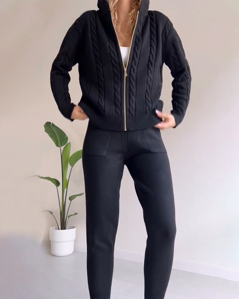 Ania - Compleu casual din două piese cu jacquard texturat