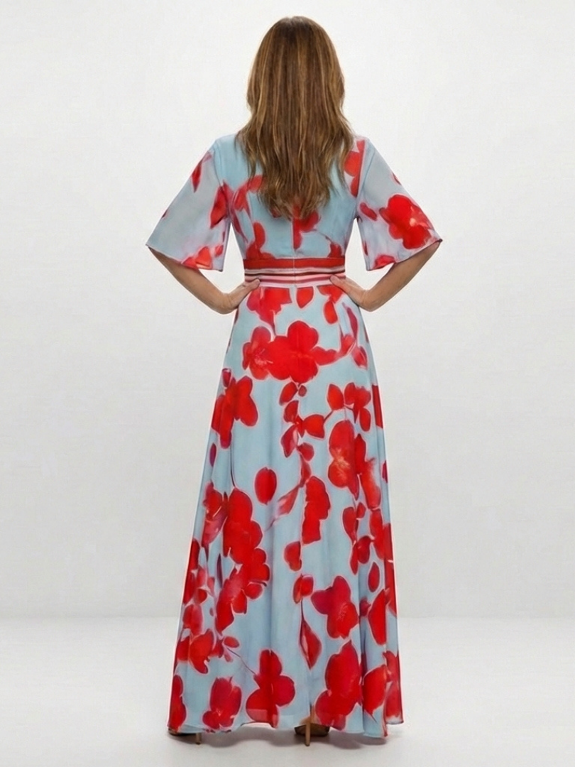 Corinne | Rochie scurtă cu decolteu în V și imprimeu floral