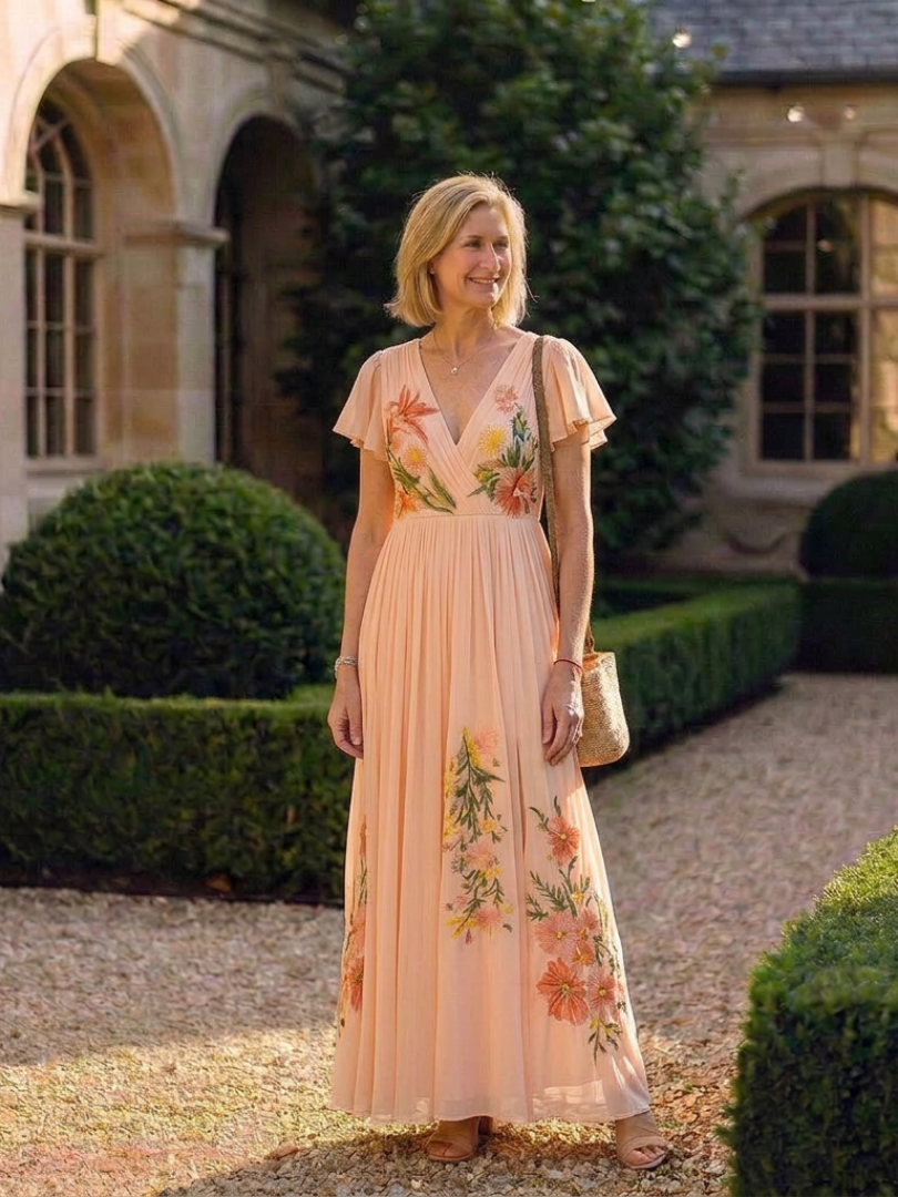 Calista | Rochie Maxi fără Mâneci cu Decupaj în Formă de V