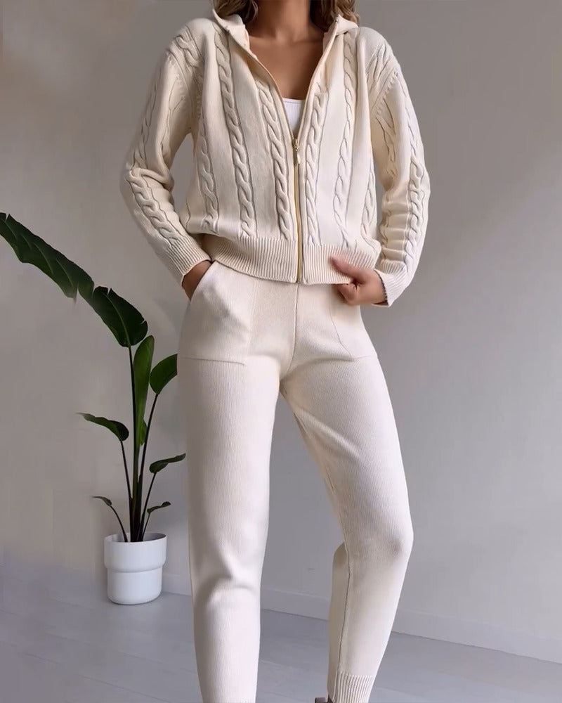 Ania - Compleu casual din două piese cu jacquard texturat