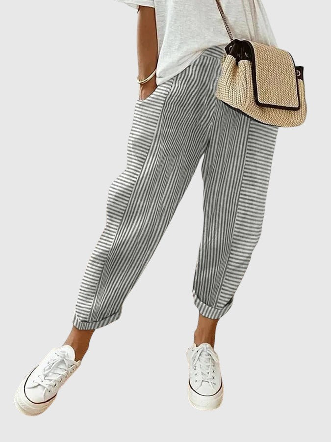 Nina – Pantaloni Eleganți cu Model Stripe