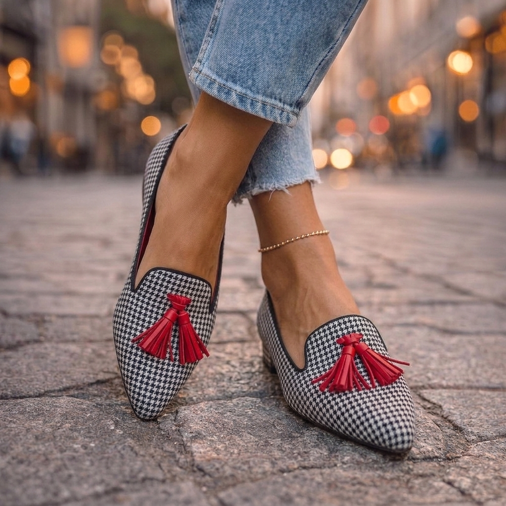 Livia | Balerini din suede cu ciucuri