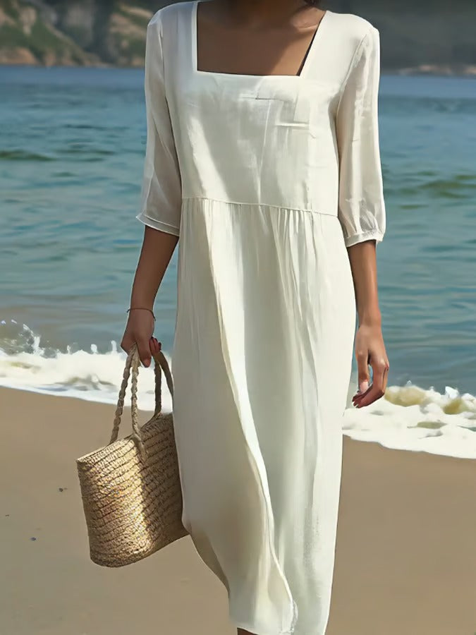 Rochie din in natural
