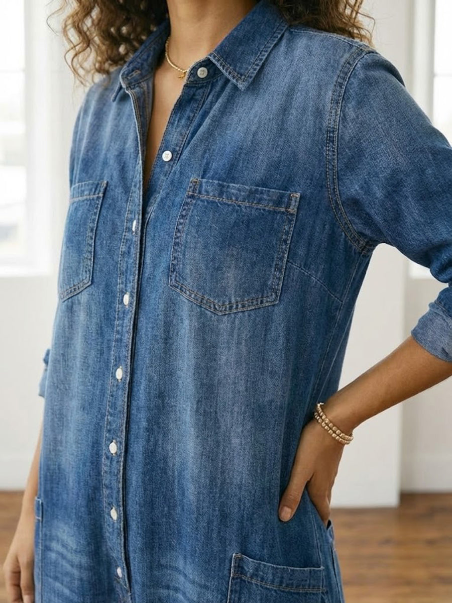 Diana™ | Salopetă vintage din denim cu butoni