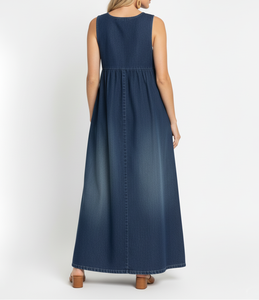 Karen™ | Rochie lungă din denim uzat