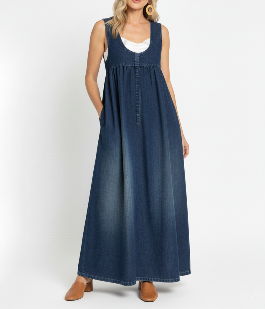 Karen™ | Rochie lungă din denim uzat