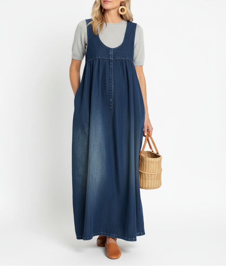 Karen™ | Rochie lungă din denim uzat