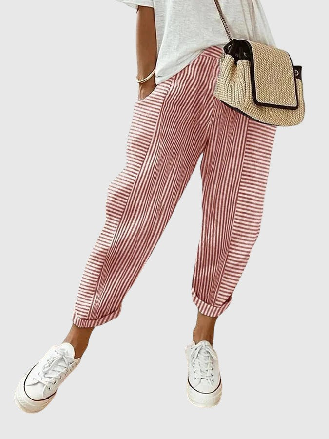 Nina – Pantaloni Eleganți cu Model Stripe