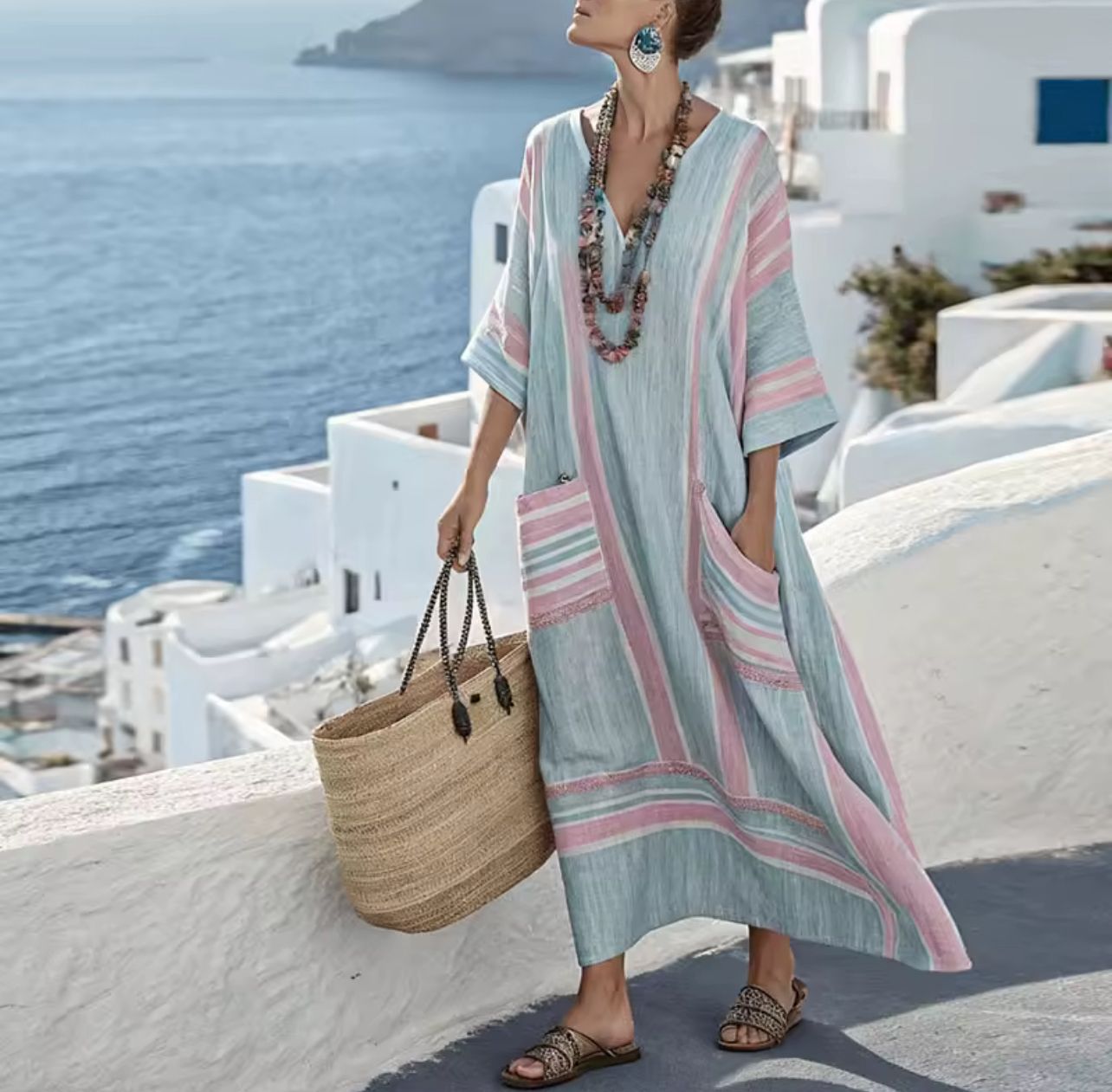 Rochie Plajă Largă 'Mia' | Perfectă pentru un Stil Chic de Vară