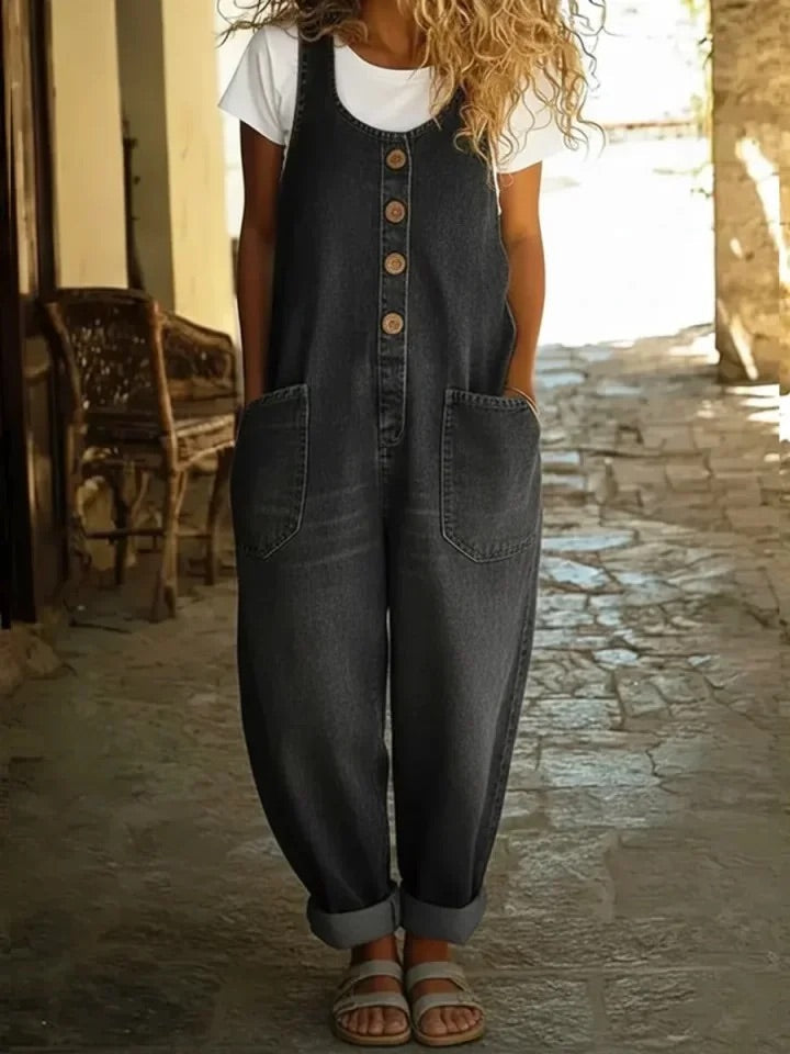 Ruth™ | Salopetă din denim de bumbac prelucrat