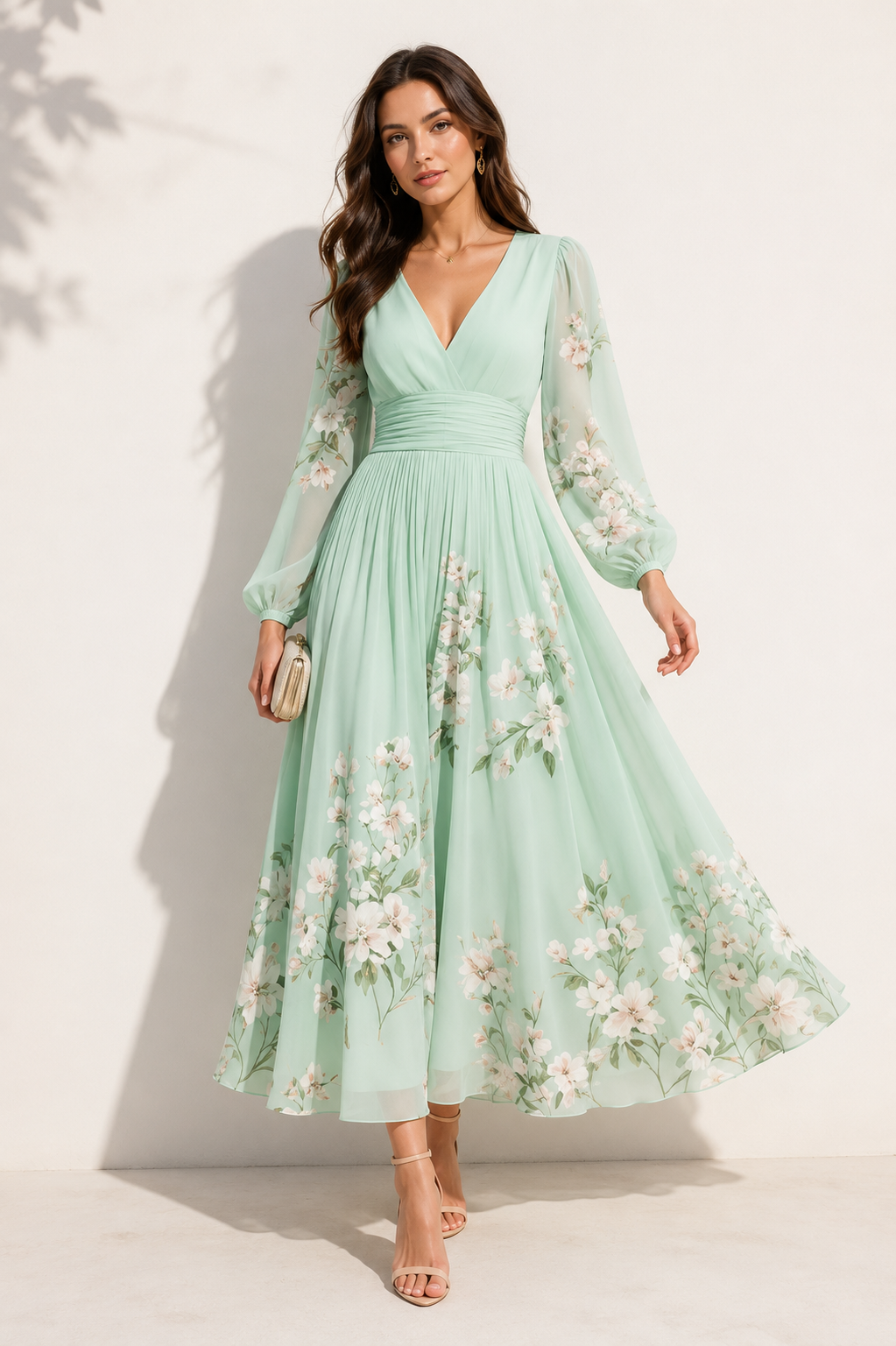 Jeanette | Rochie midi verde pal