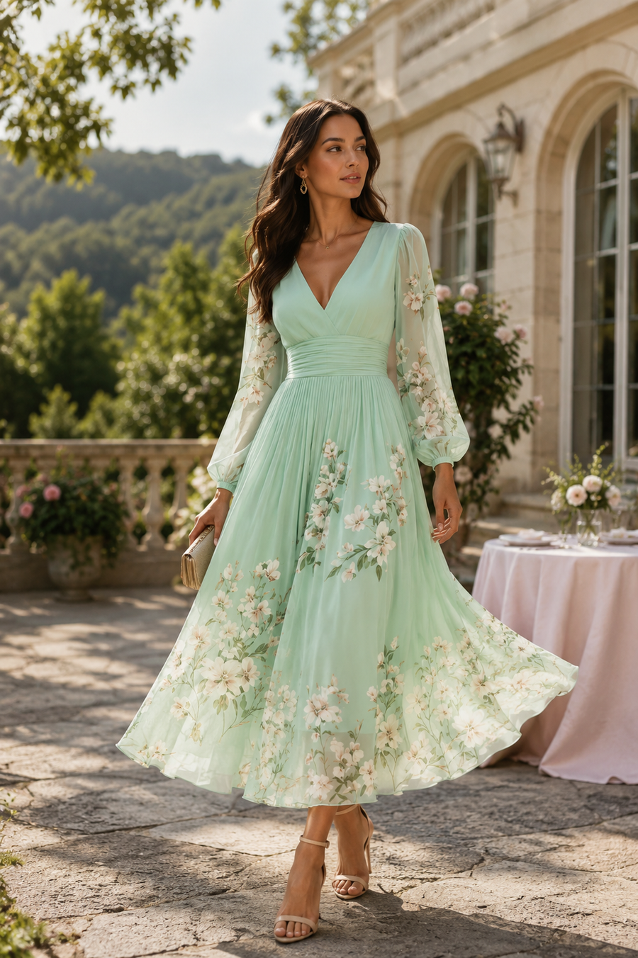 Jeanette | Rochie midi verde pal