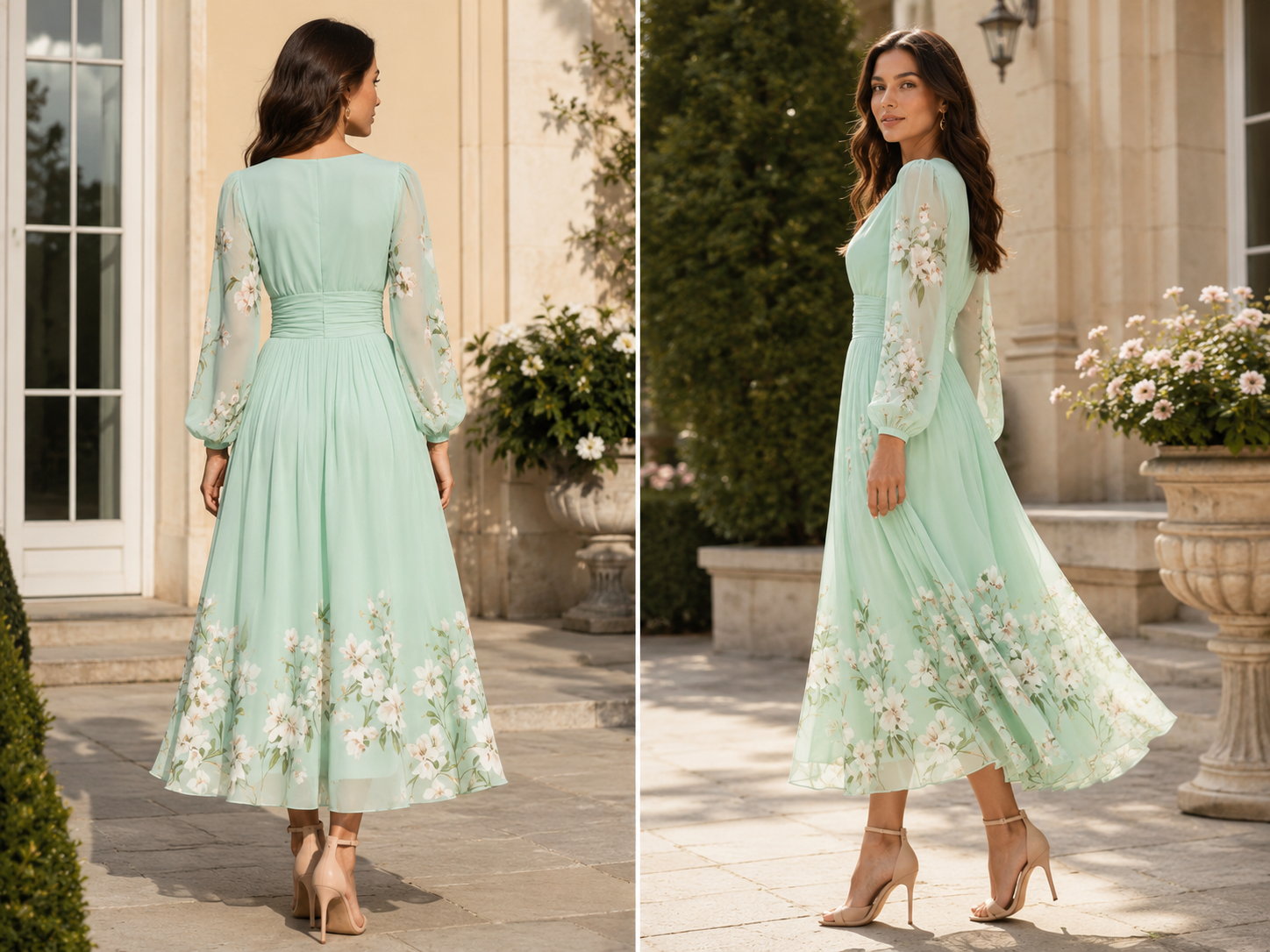 Jeanette | Rochie midi verde pal