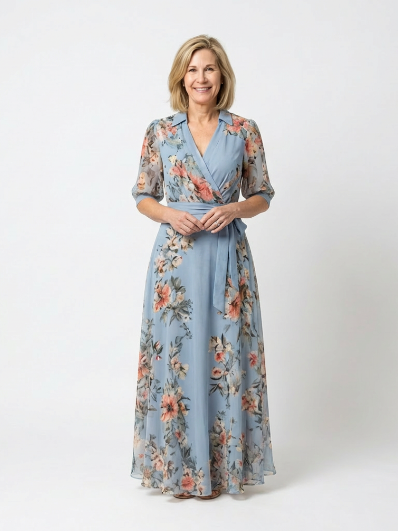 Elowen | Rochie maxi cu decolteu în V cu imprimeu floral