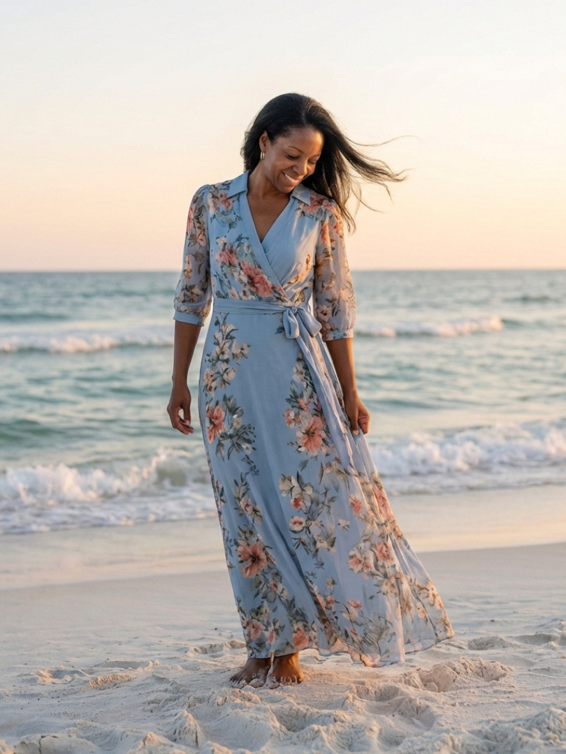Elowen | Rochie maxi cu decolteu în V cu imprimeu floral